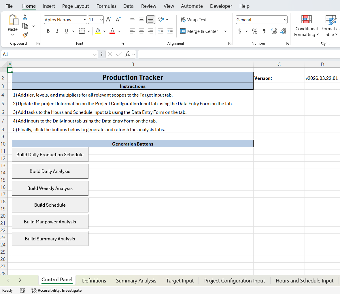 Excel Automation Spreadsheet