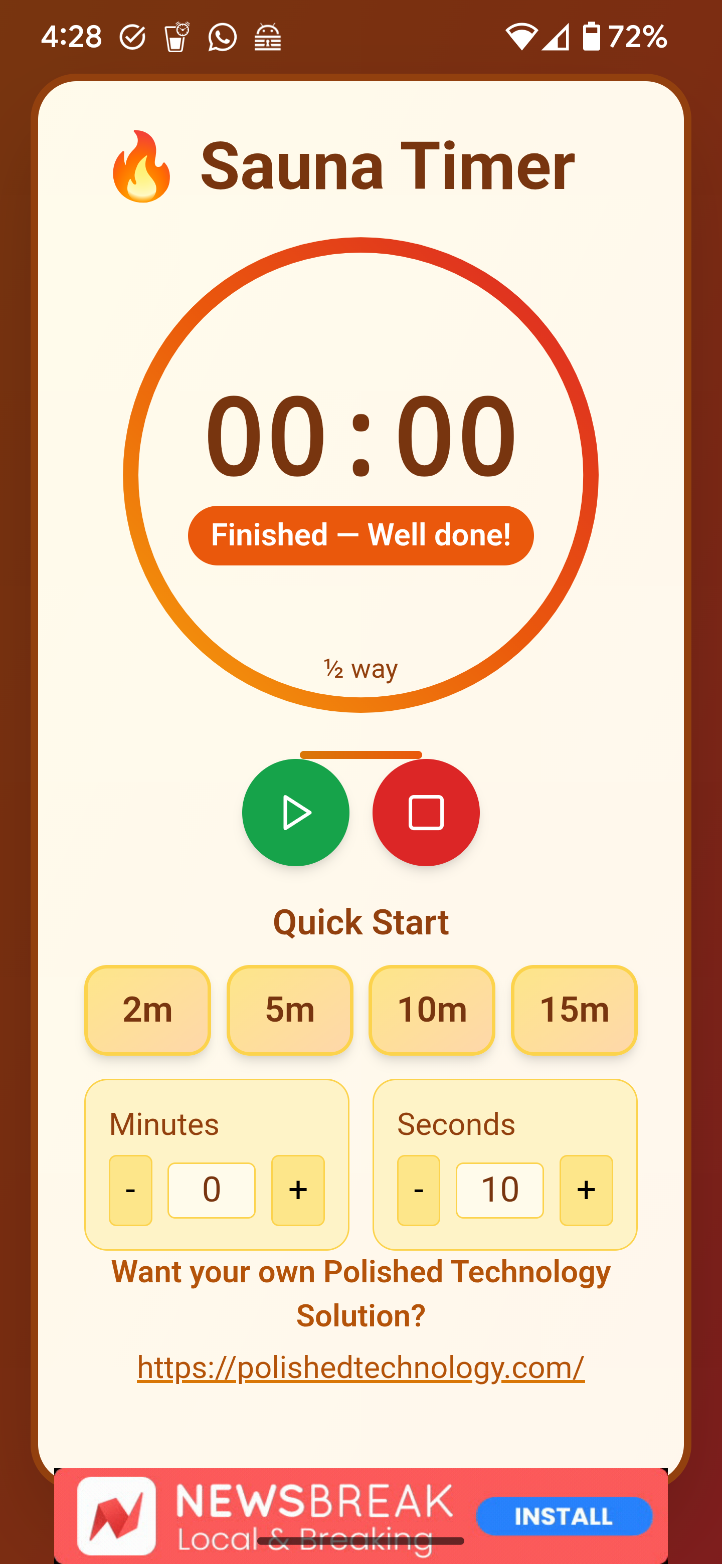 Sauna Timer App