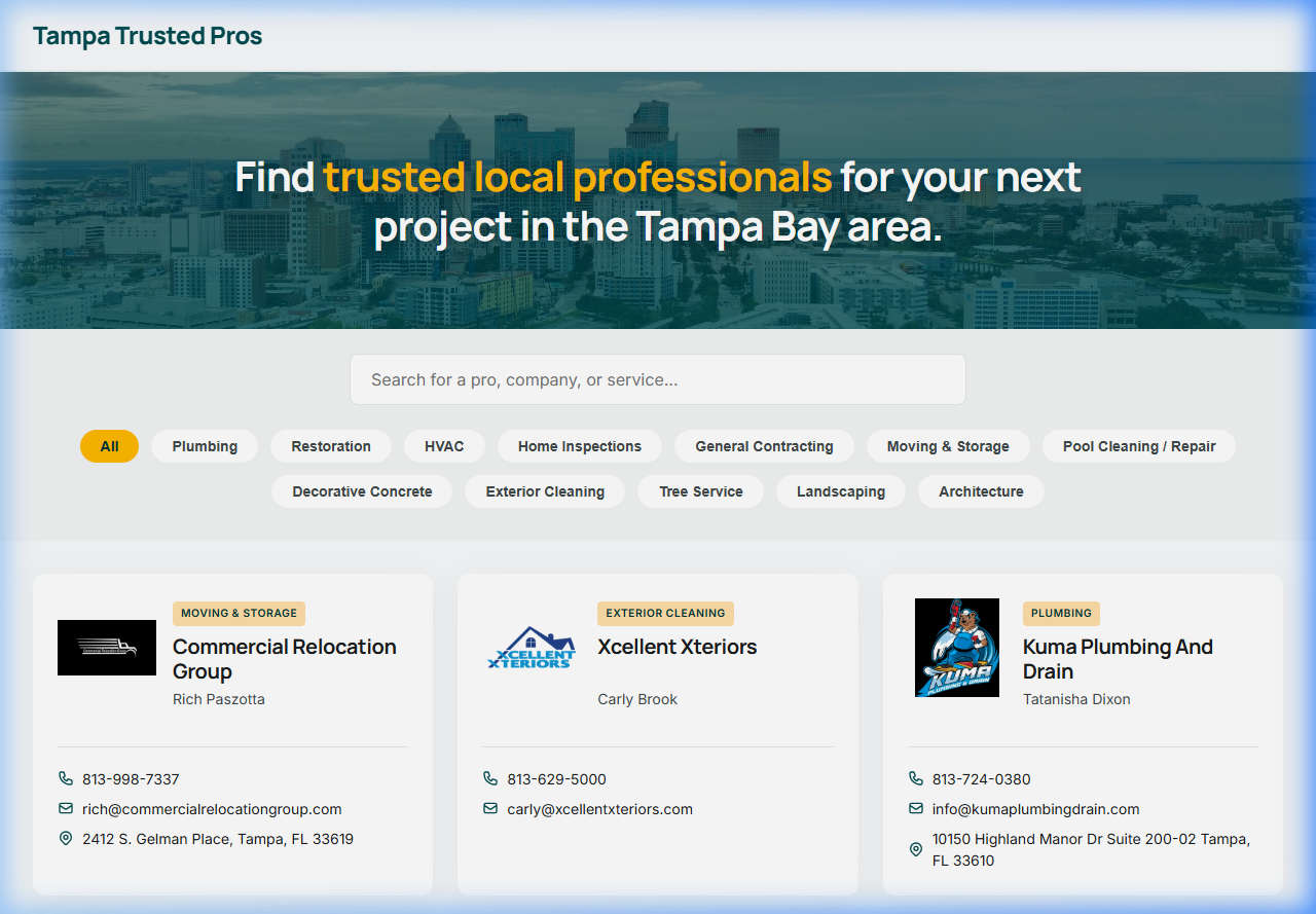 Tampa Trusted Pros Directory